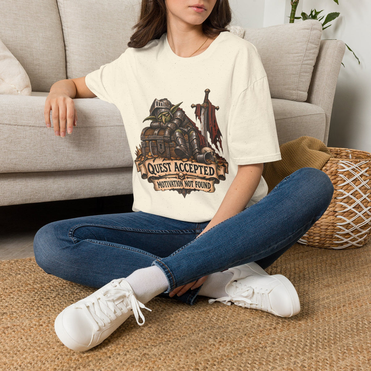 Quest Accepted T‑Shirt | Fantasy Gamer Tee (Motivation Not Found)