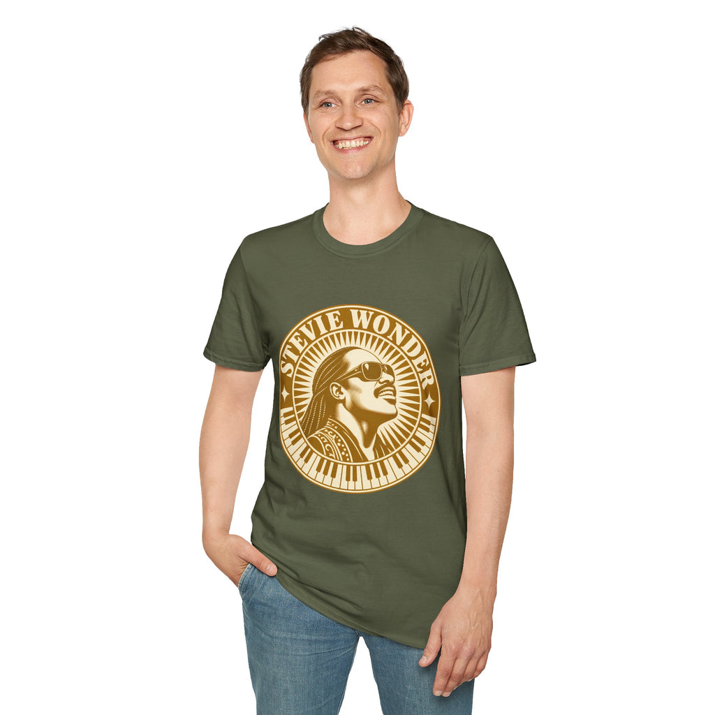 Stevie Wonder Graphic T-Shirt - Vintage Gold Portrait Tee