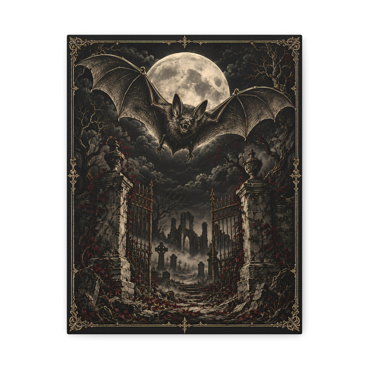 Canvas | Gothic Bat Moon | Occult Wall Art