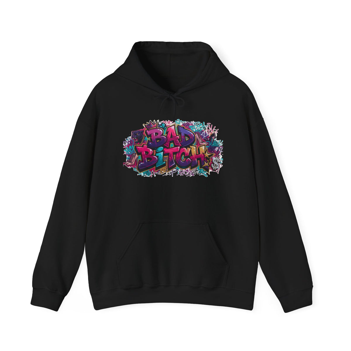 Hoodie — Colorful ‘Bad Bitch’ Graffiti Pullover