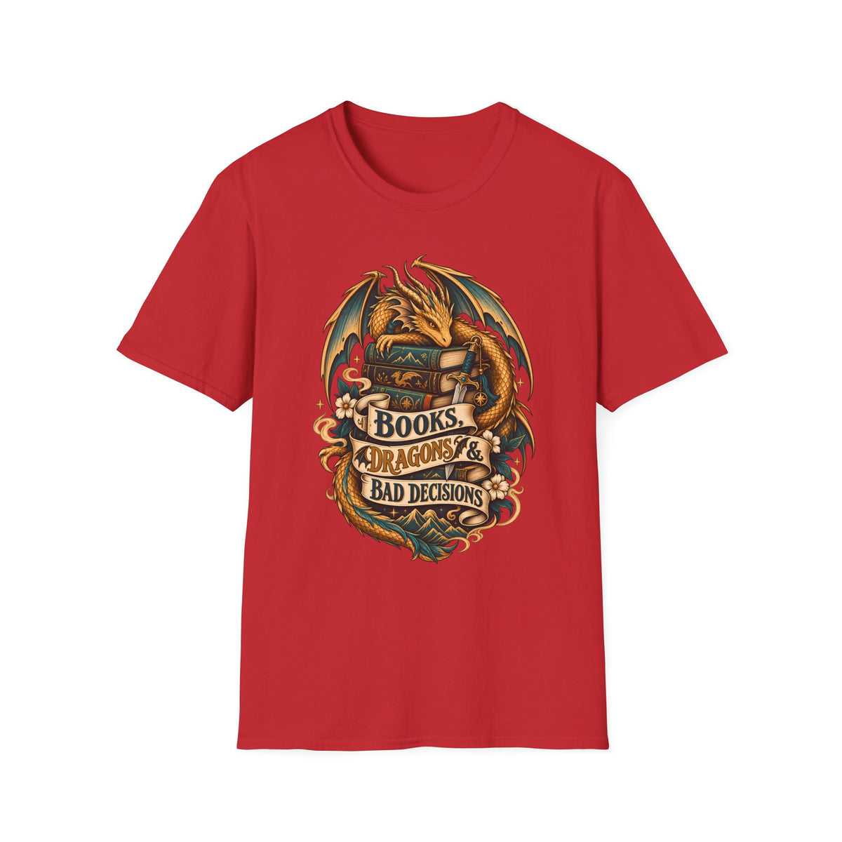Books, Dragons & Bad Decisions | Fourth Wing Inspired Fantasy Reader T-Shirt