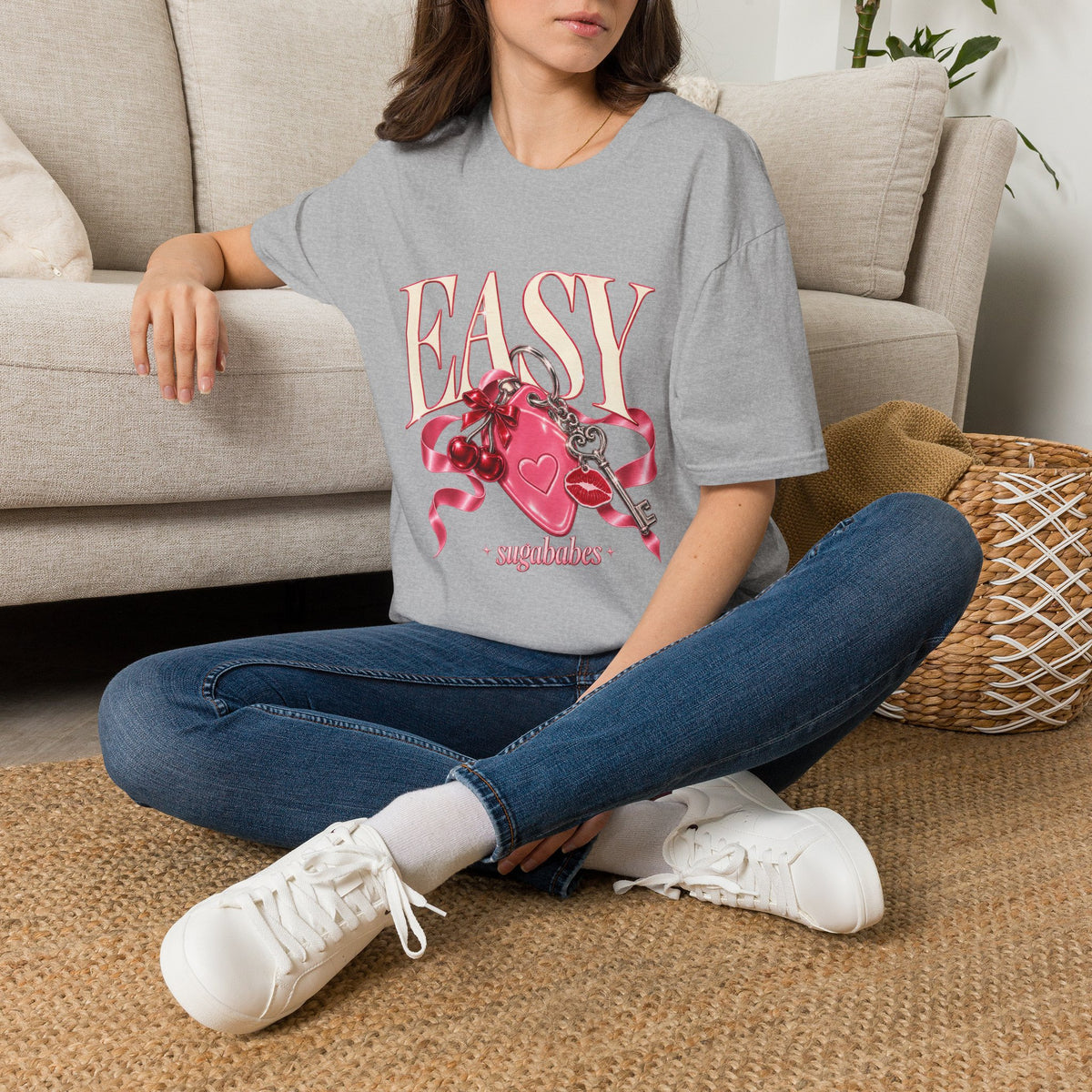 Sugababes | Easy Lockheart Pink Key & Heart Graphic T Shirt