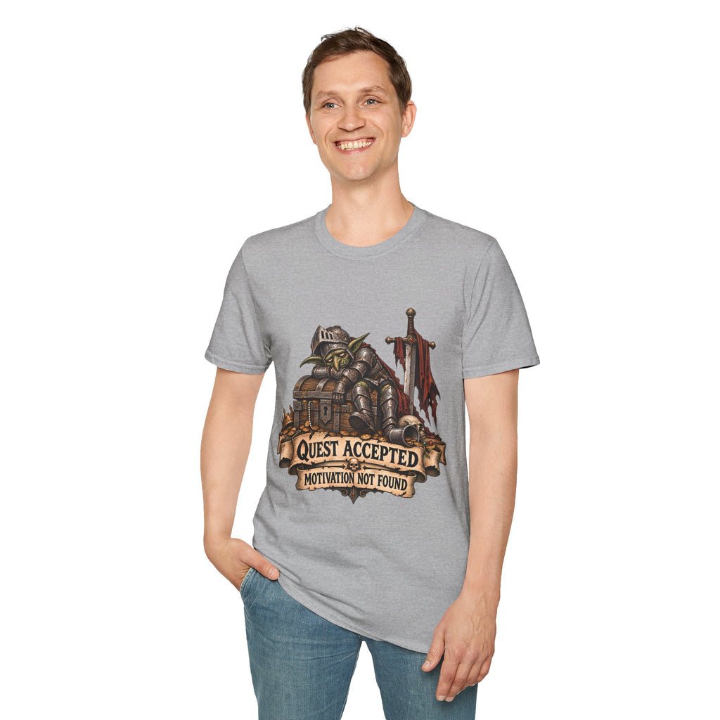 Quest Accepted T‑Shirt | Fantasy Gamer Tee (Motivation Not Found)