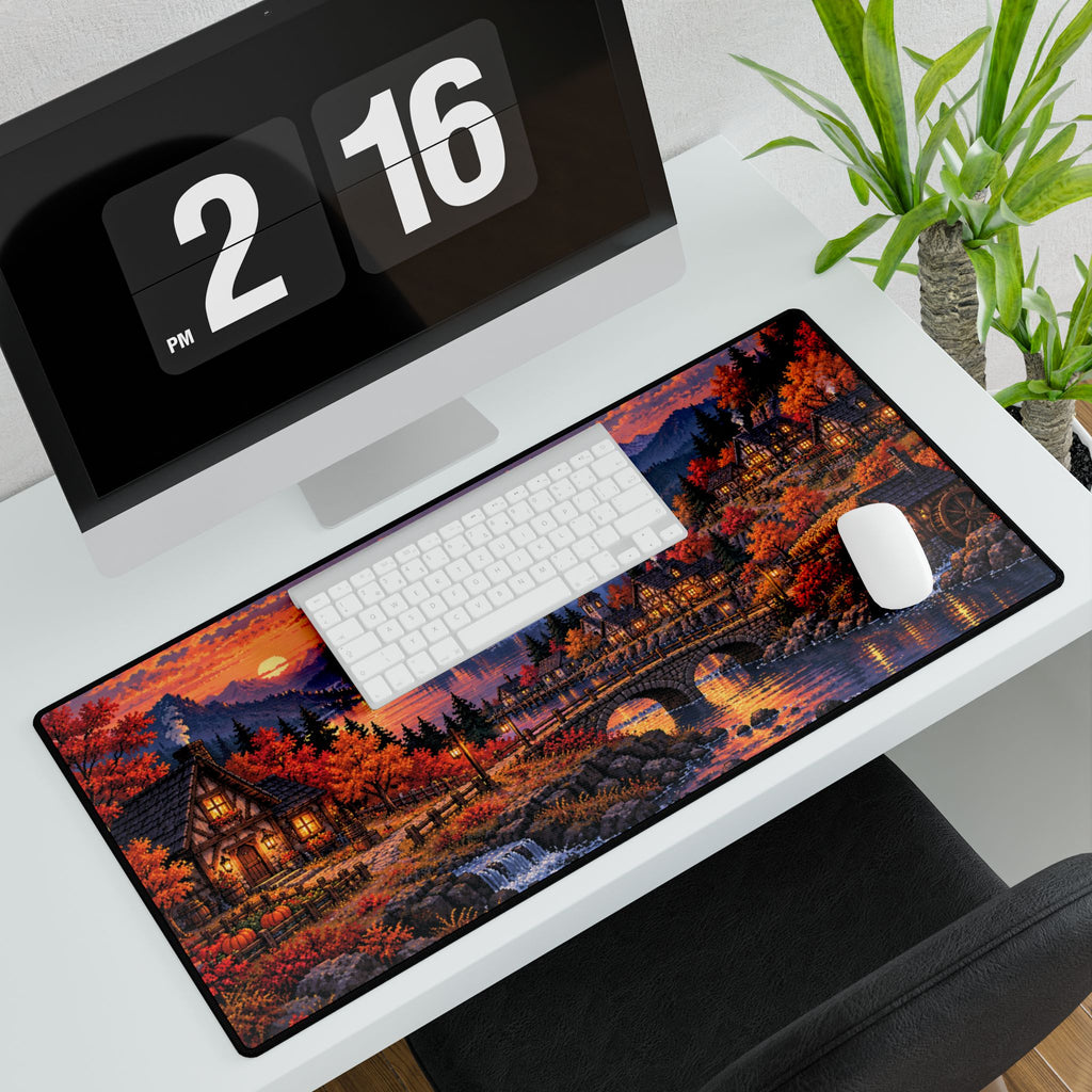 Autumn Village Sunset | Scenic Fall Landscape Gaming/Office Mouse Pad