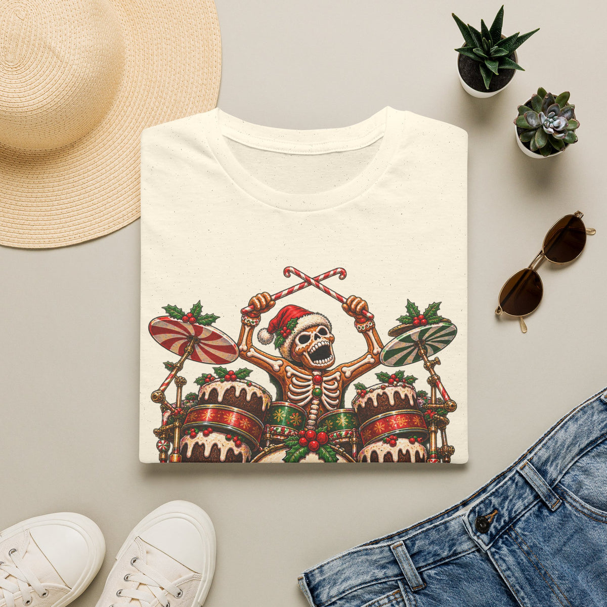 Gingerbread Headbangers | Drummer Christmas T-Shirt