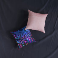 Neon City Pixel Art Cyberpunk Skyline Cushion | Decorative Sofa Pillow