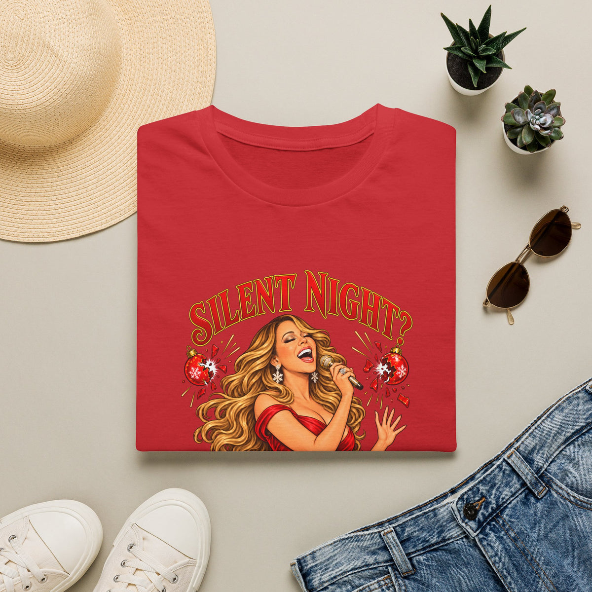 Mariah Carey Christmas T-Shirt | Silent Night? Not With Mariah Retro Holiday Tee