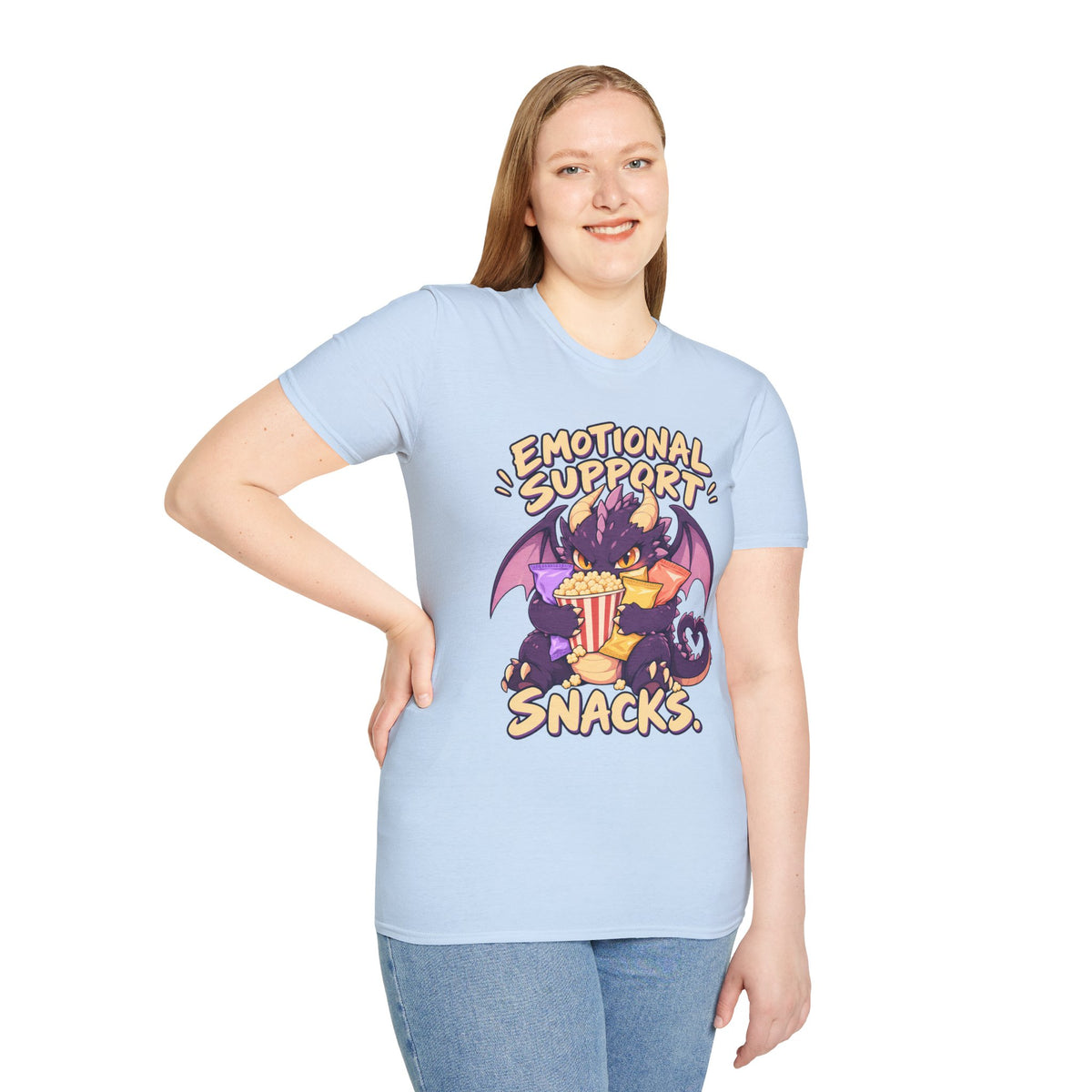 Emotional Support Snacks | Cute Dragon Eating Popcorn Anime Shirt