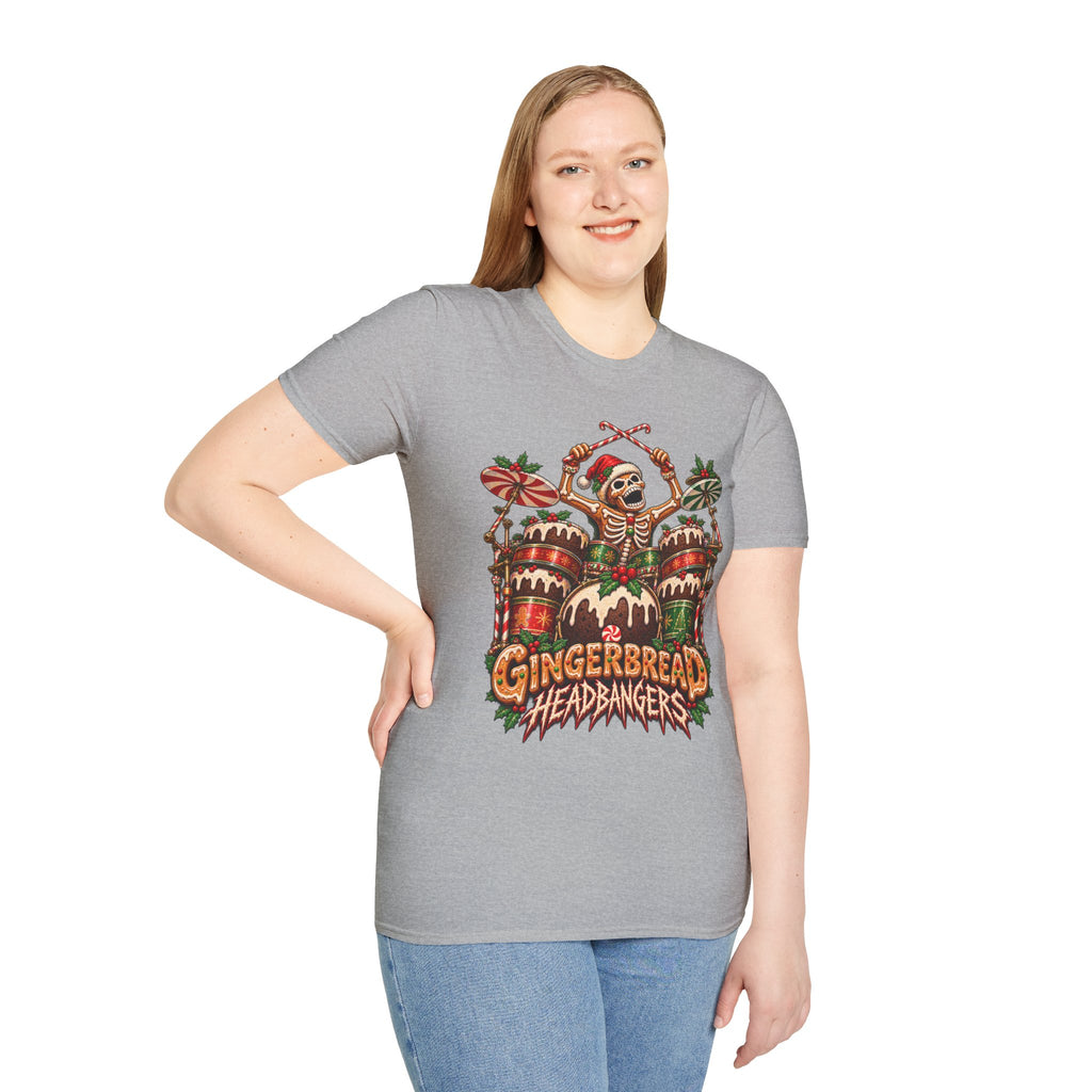 Gingerbread Headbangers | Drummer Christmas T-Shirt