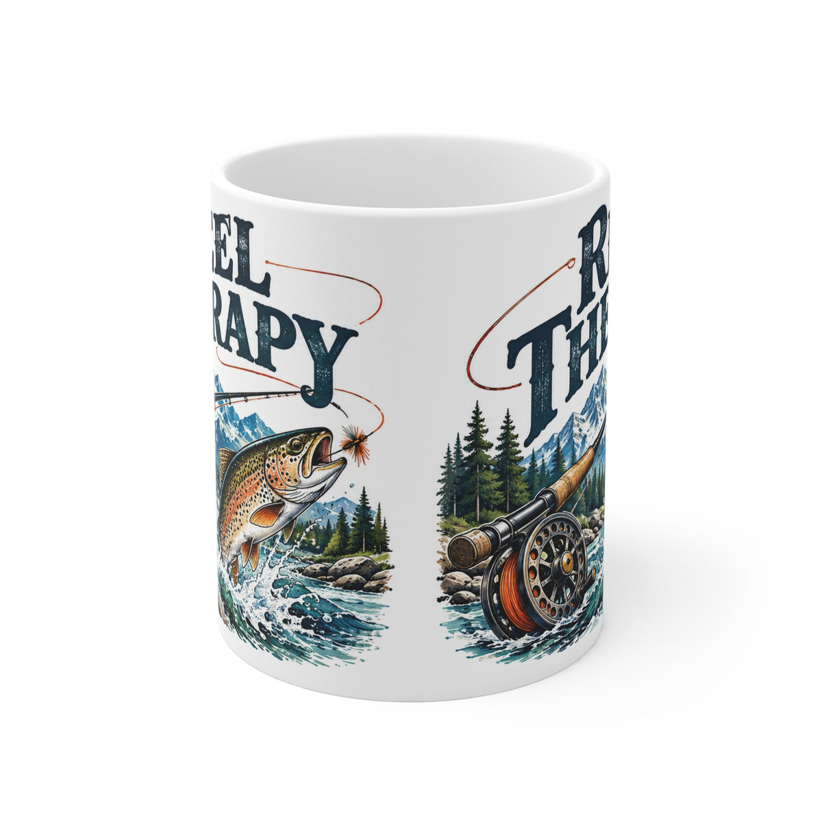 Reel Therapy | Funny Fishing Coffee Mug Gift (11oz)