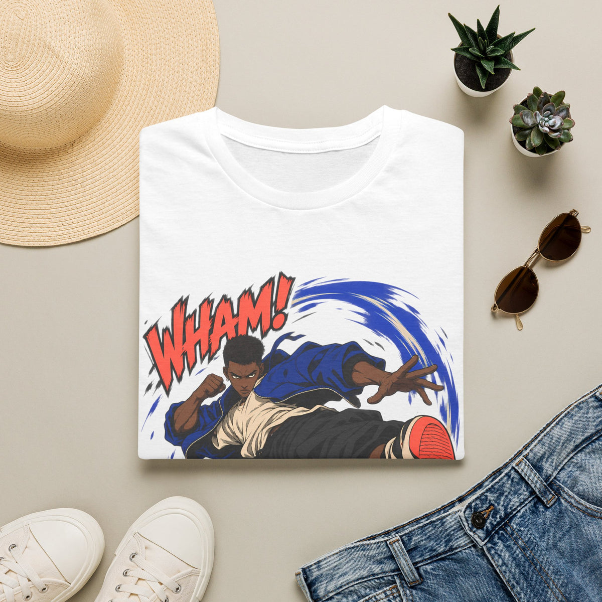 WHAM! | Anime Cartoon Ninja Kick Graphic T Shirt