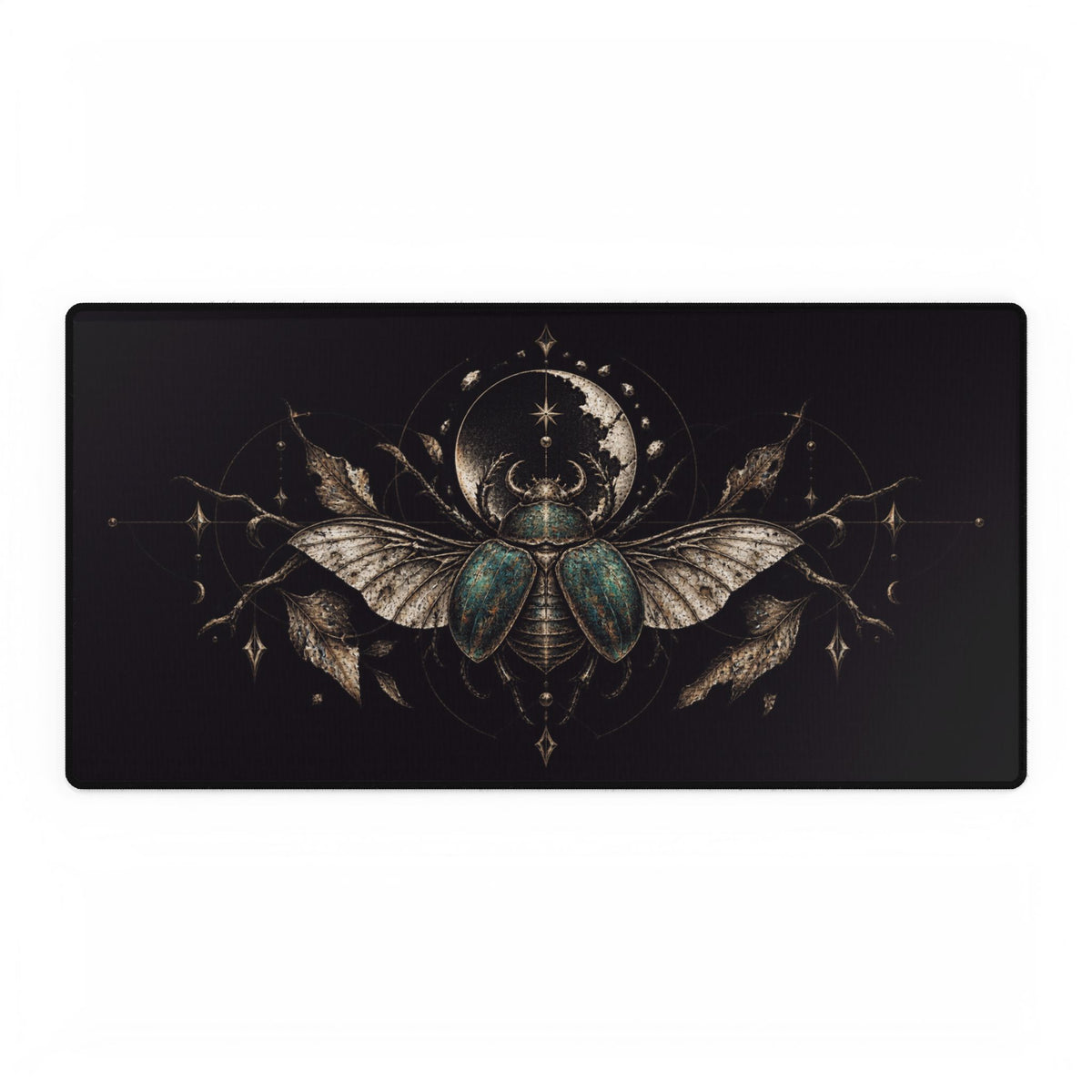 Mouse Mat | Sacred Scarab & Eclipse | Gothic Occult Beetle Art Desk Pad