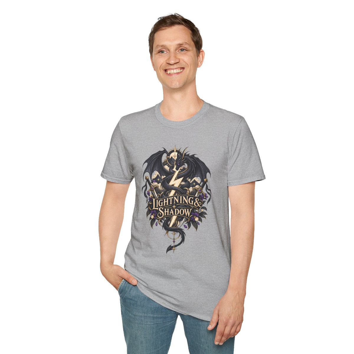 Lightning & Shadow | Onyx Storm Book Inspired Fantasy Dragon T-Shirt