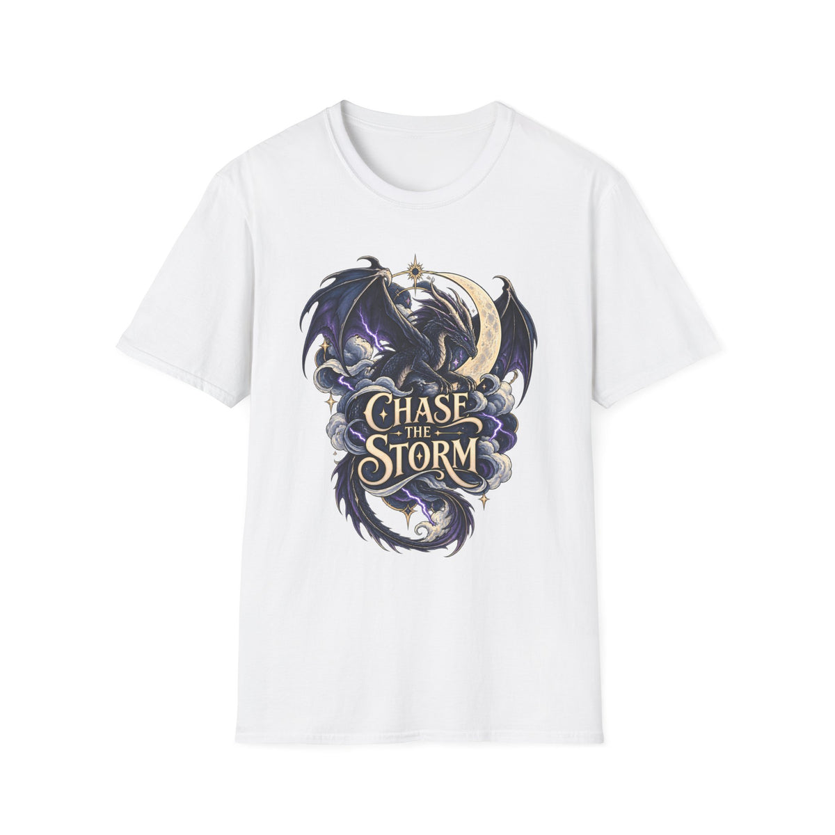 Chase the Storm | Onyx Storm | Fantasy Moon & Dragon T-Shirt