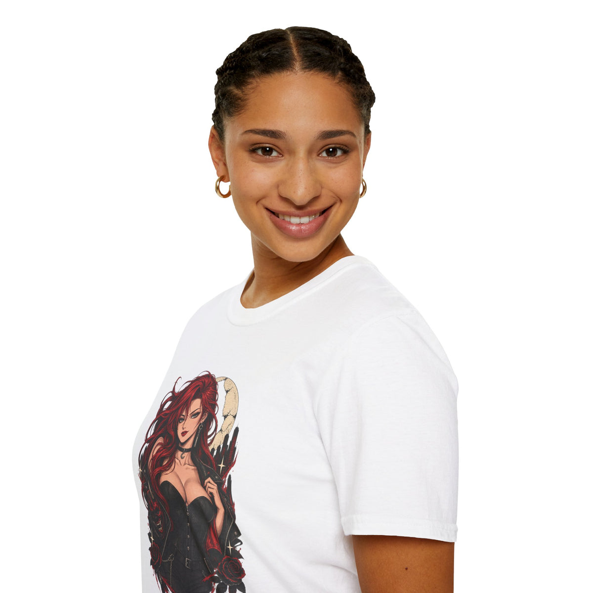 Crimson Dusk | Sexy Gothic Hannya Mask Pin up Woman T-Shirt