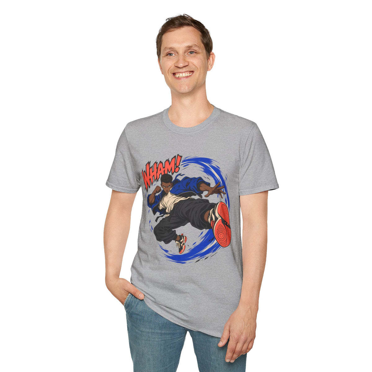 WHAM! | Anime Cartoon Ninja Kick Graphic T Shirt