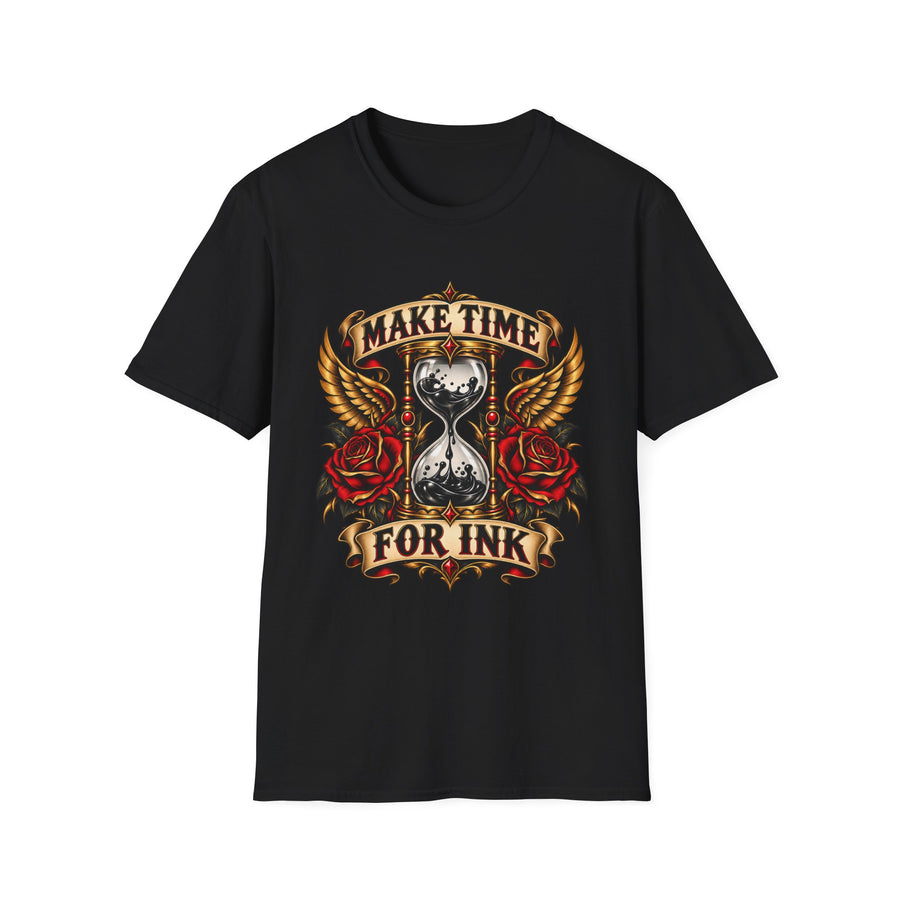Make Time for Ink Traditional Tattoo Hourglass T-Shirt Design