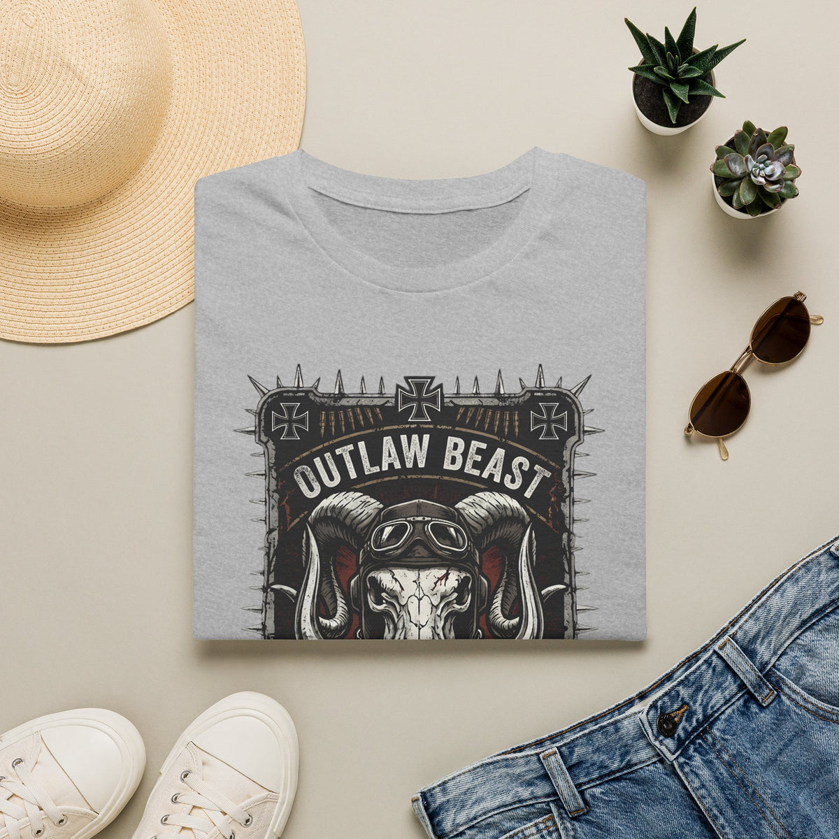 Outlaw Beast Skull T-Shirt — Biker Ranch Graphic Tee
