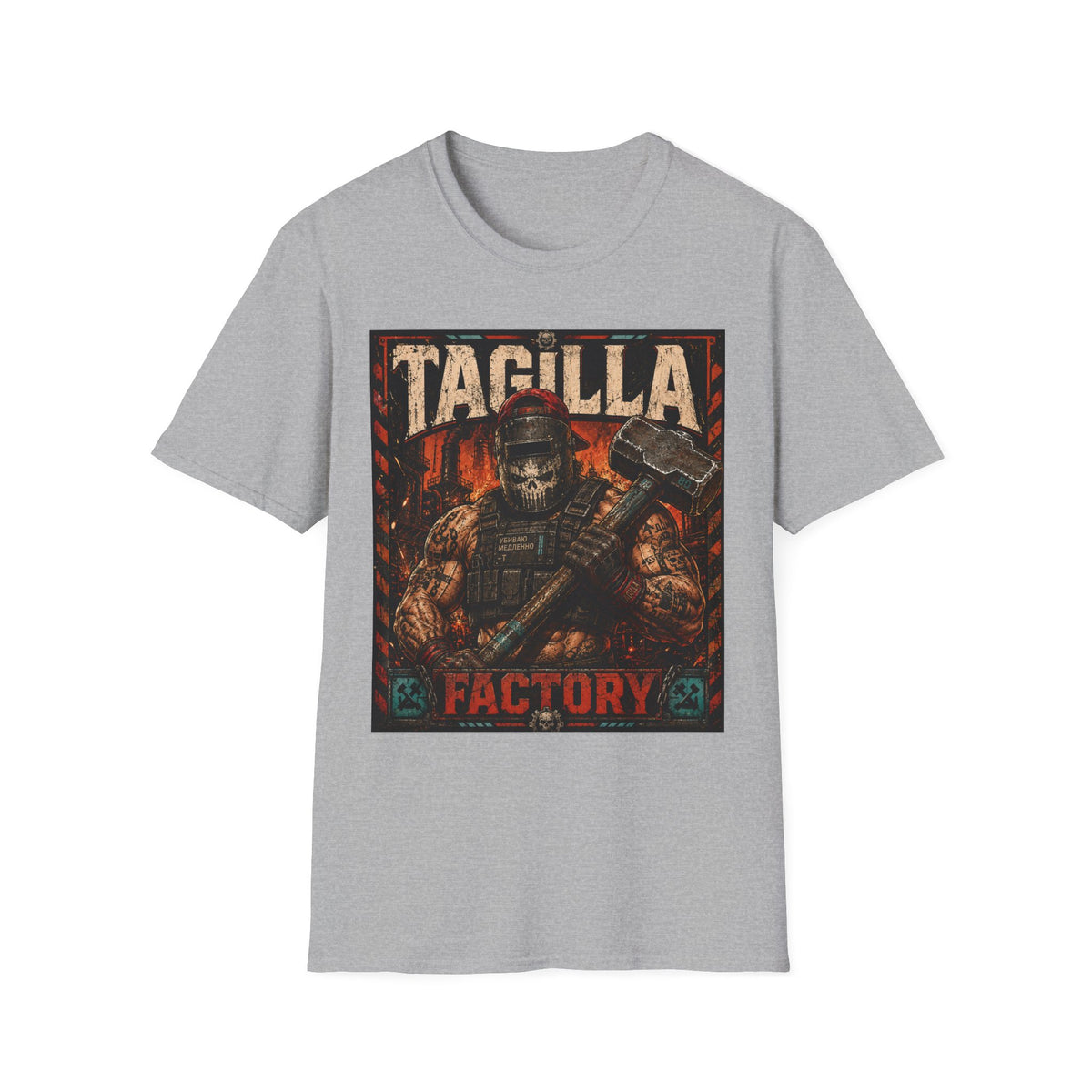 Tagilla Factory T-Shirt — Vintage Industrial Skull & Sledgehammer Graphic