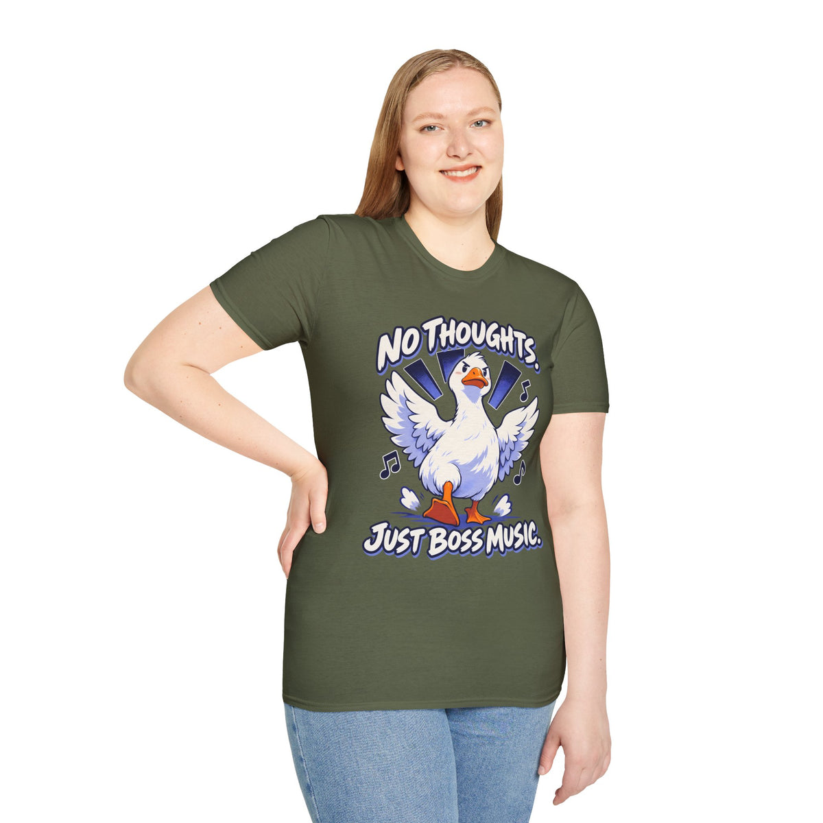 Cute Goose | No Thoughts, Just Boss Music T Shirt