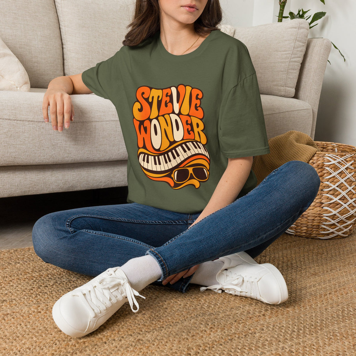Stevie Wonder Piano Psychedelic Retro Band T-Shirt