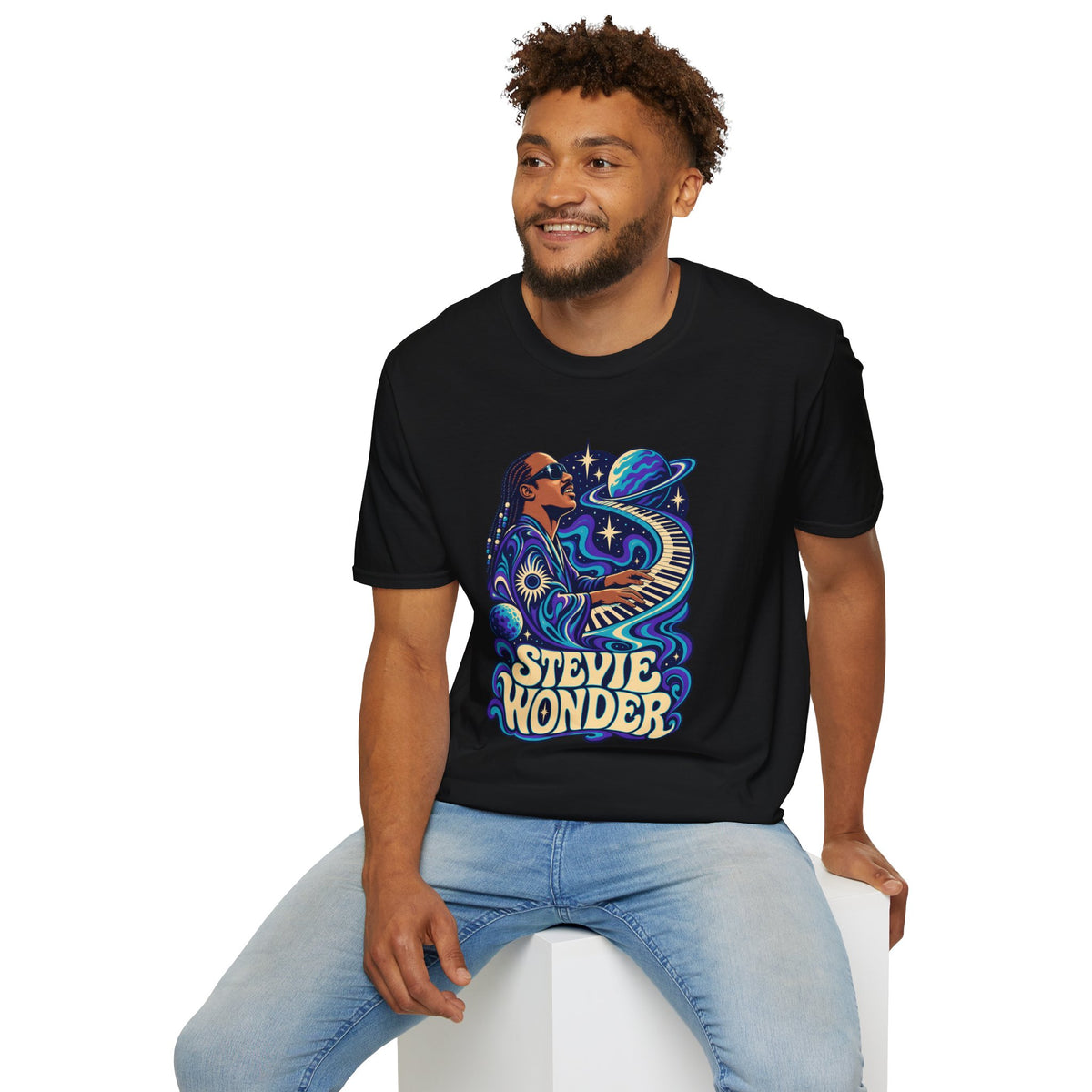 Stevie Wonder Cosmic Piano T-Shirt - Retro Soul Music Tee