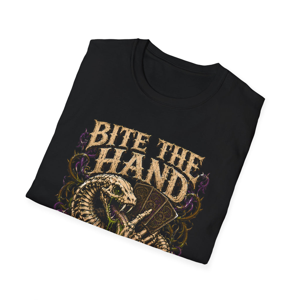 Bite the Hand of Fate Halloween T-Shirt - Vintage Snake Graphic Tee