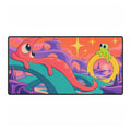 Surreal Alien Landscape Desk Mat | Colourful Cute Creatures Gaming Mouse Pad