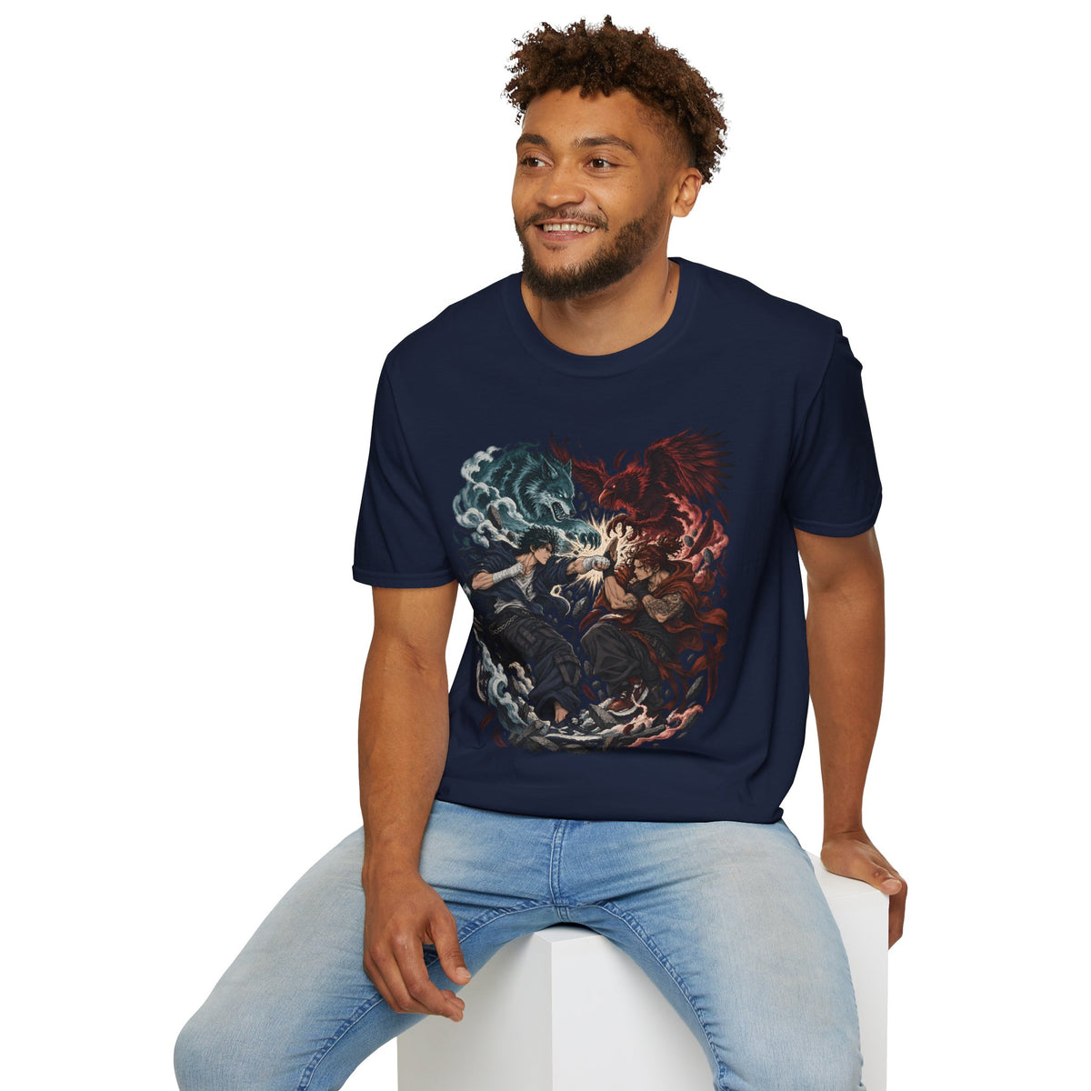 Yin Yang | Wolf Demon vs Phoenix | Japanese Anime Ninja T Shirt