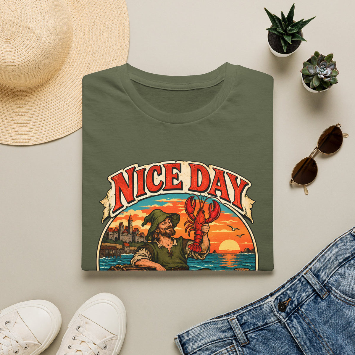 "Nice Day for Fishing Lobbies" - Runescape / OSRS Inspired Fishing T-Shirt