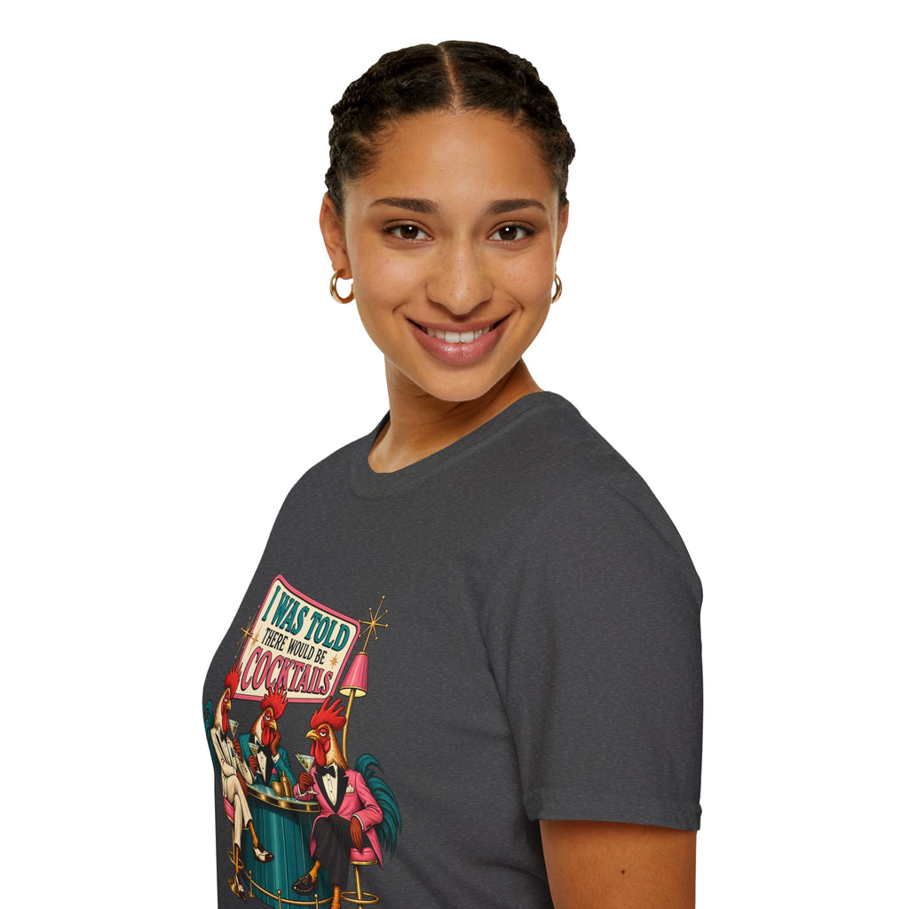 I Was Told There Would Be Cocktails T-Shirt | Retro Flamingo Bar Cocktail Tee