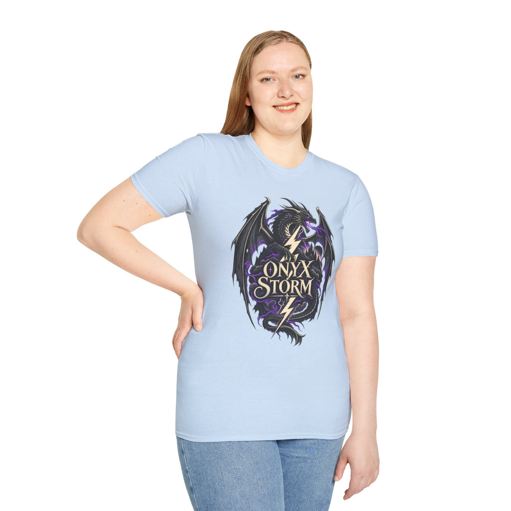 Onyx Storm Dragon T-Shirt | Book Inspired Gothic Lightning Fantasy Tee
