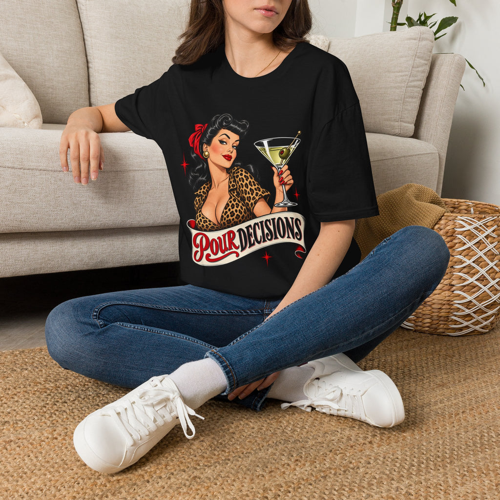 Pour Decisions | Vintage Pin-Up | Retro Cocktail Graphic Tee