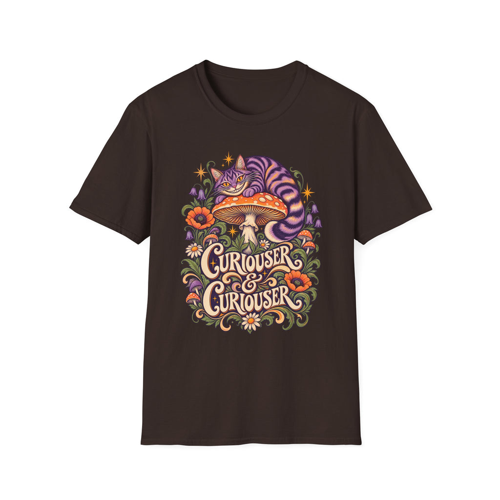 Cheshire Cat | Curiouser & Curiouser | Whimsical Mushroom Design Graphic Shirt