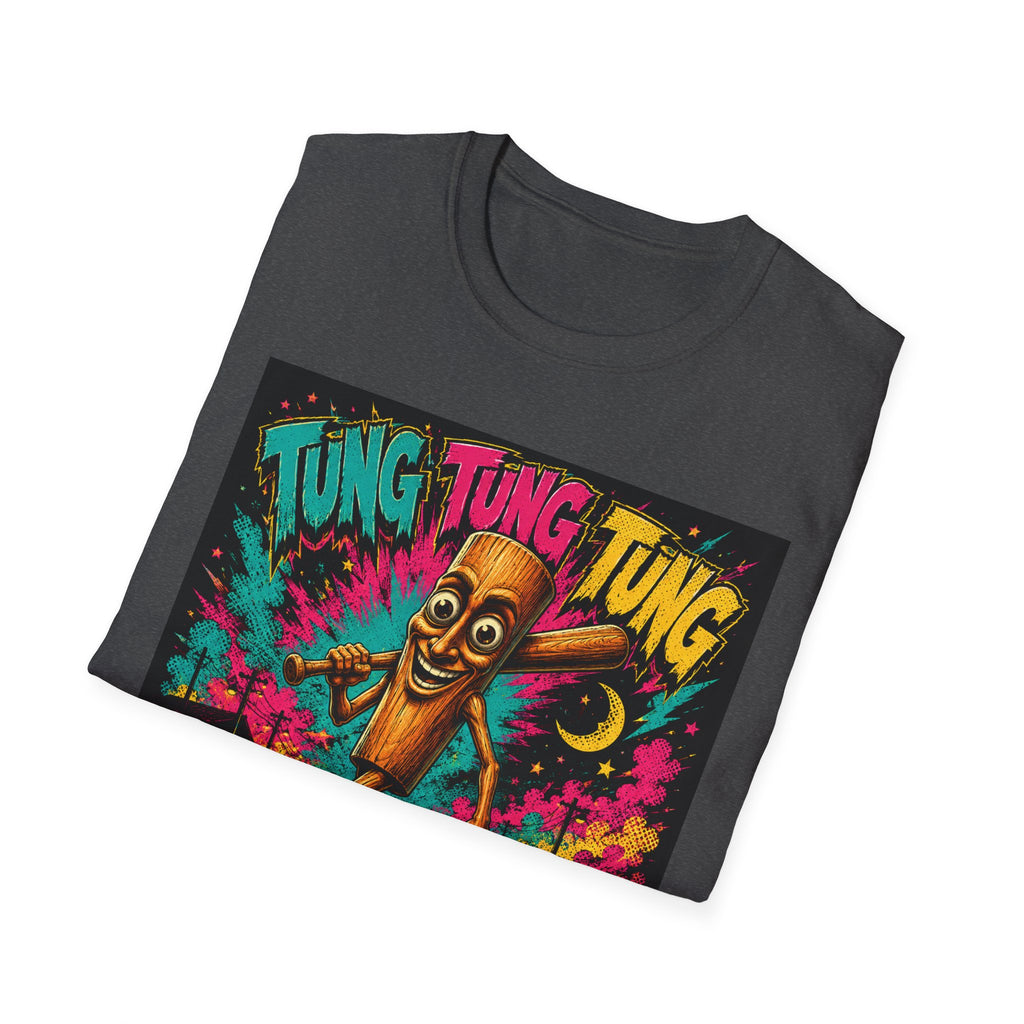 T-Shirt — Colorful 'Tung Tung Tung' Cartoon Log Design (Sahur)