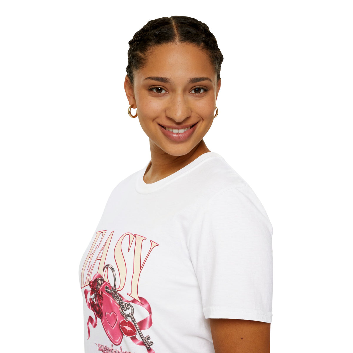 Sugababes | Easy Lockheart Pink Key & Heart Graphic T Shirt