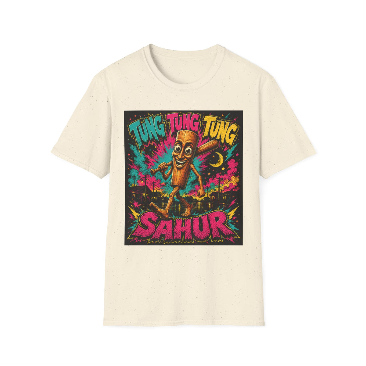 T-Shirt — Colorful 'Tung Tung Tung' Cartoon Log Design (Sahur)