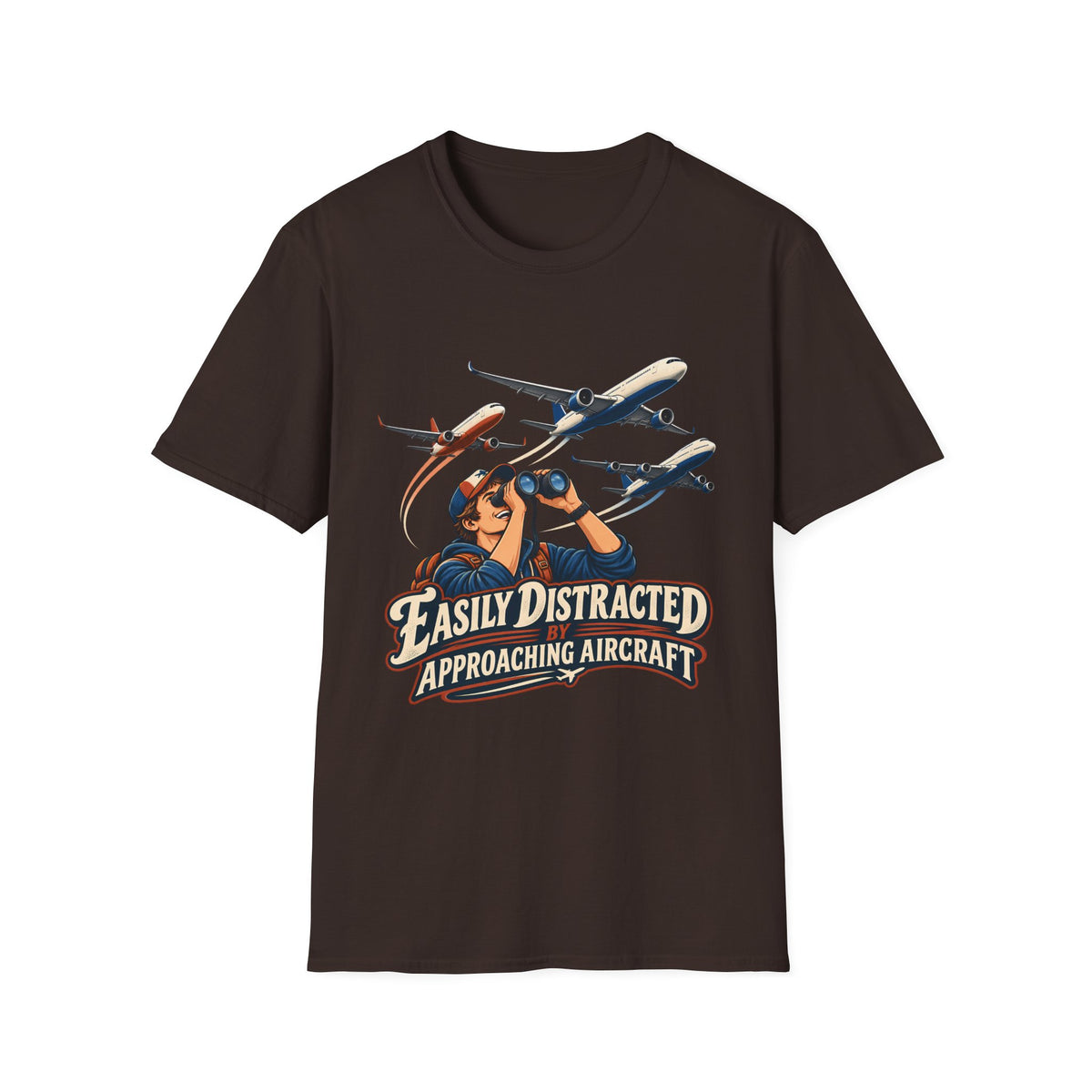 Aviation Enthusiast T-Shirt | Easily Distracted Approaching Aircraft | Plane Spotter Tee