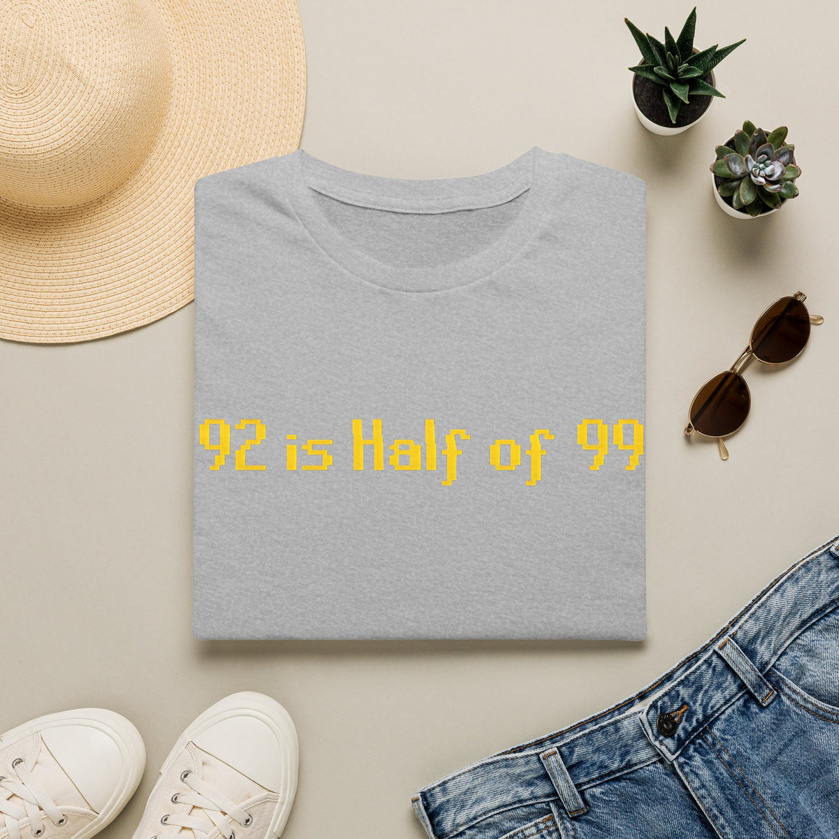 T-Shirt — "92 is Half of 99" Funny Math Gamer Joke Tee