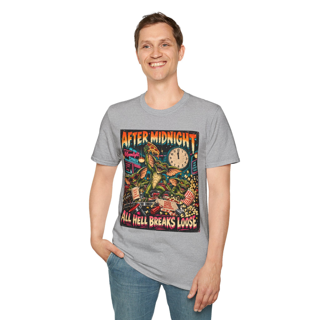 After Midnight Gremlin Tee — "All Hell Breaks Loose" Retro Horror T-Shirt