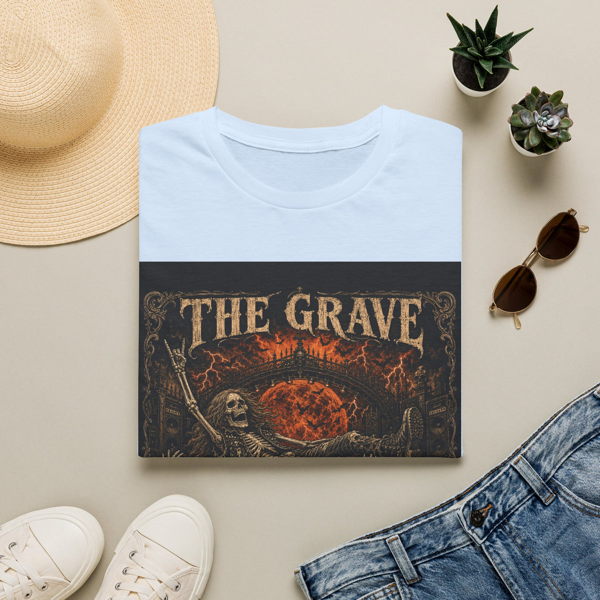 The Grave Can Wait T-Shirt — Vintage Skeleton Rock Gothic Tee