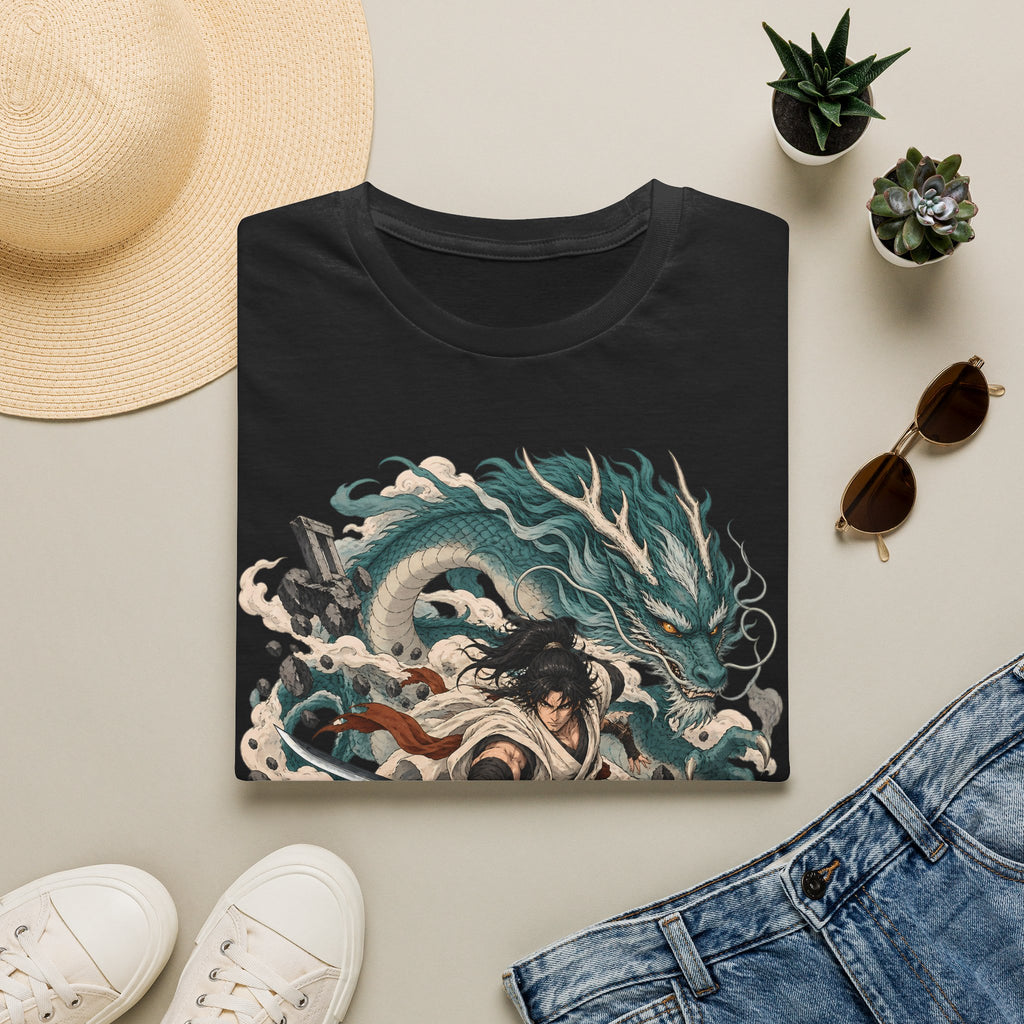 Mythic Dragon Warrior | Japanese Samurai and Serpent T Shirt