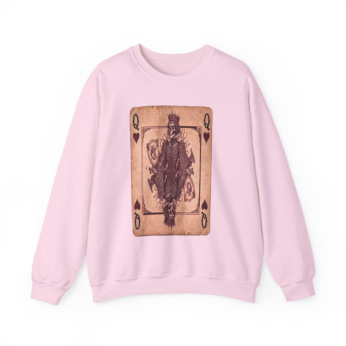 Queen of Hearts Playing Card Sweatshirt — Vintage Gothic Card Graphic