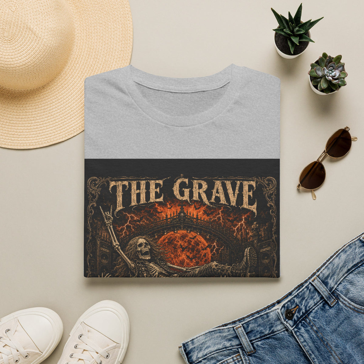 The Grave Can Wait T-Shirt — Vintage Skeleton Rock Gothic Tee
