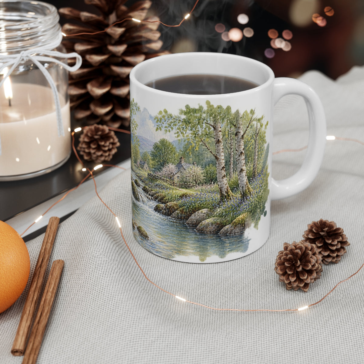 Woodland Stream Watercolour Mug | Forest Landscape