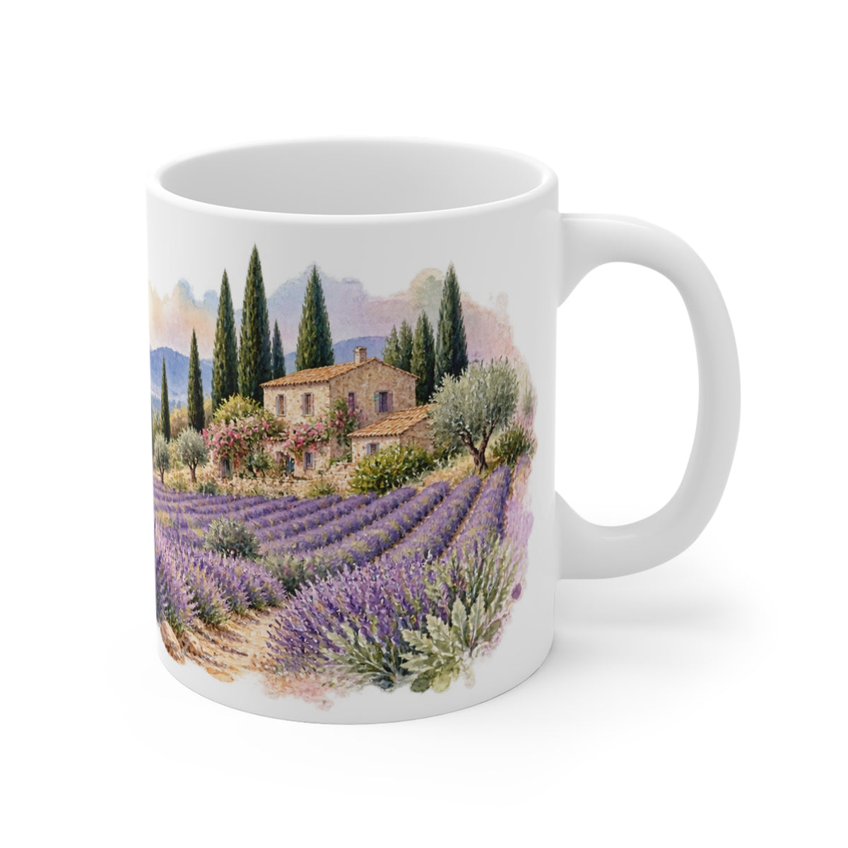 Lavender Countryside Watercolour Mug | Provence Landscape