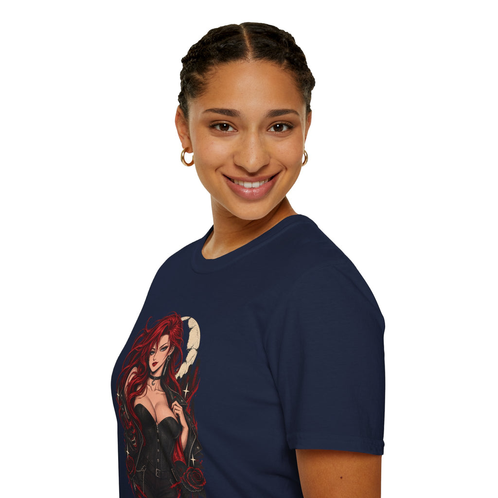 Crimson Dusk | Sexy Gothic Hannya Mask Pin up Woman T-Shirt