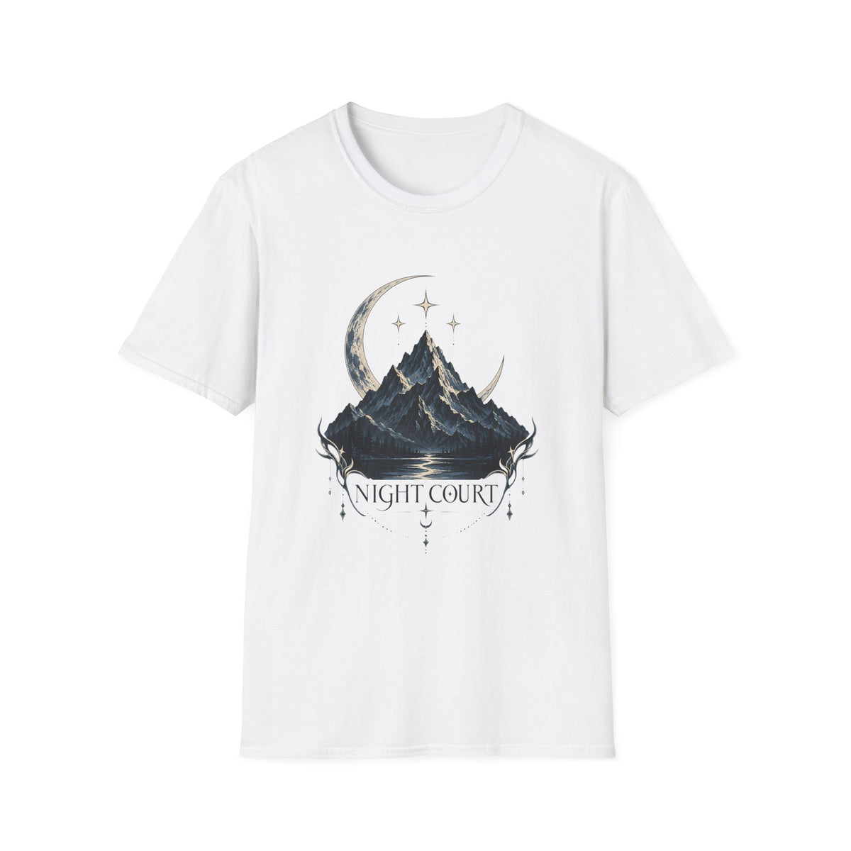 Night Court Mountain | ACOTAR Book Crescent Moon & Stars Graphic