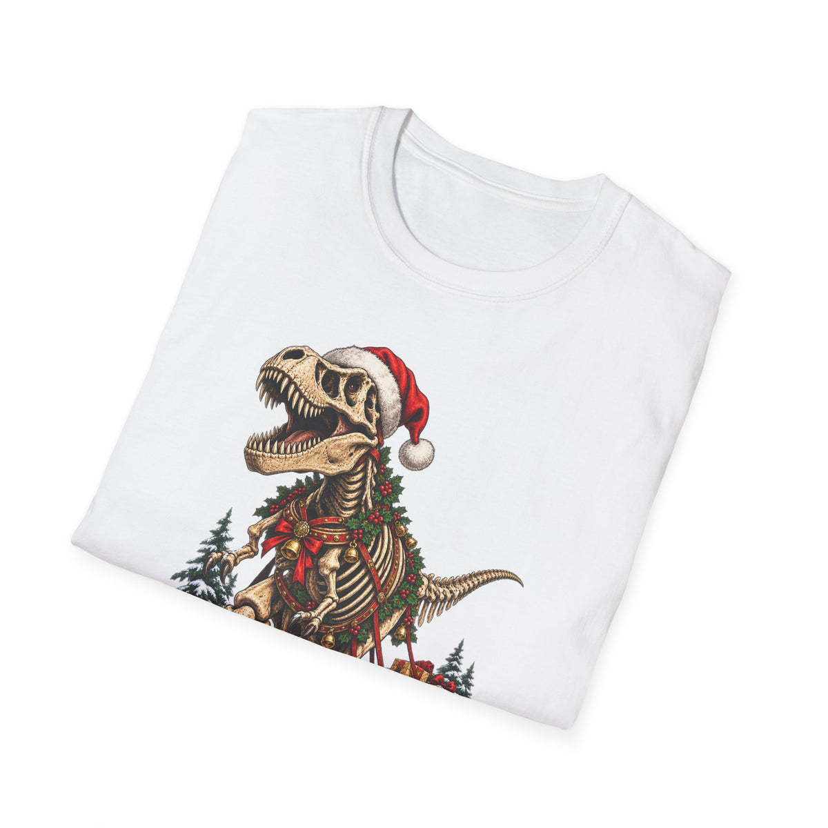 T-Rex Sleigh | Dinosaur Fossil Christmas T‑Shirt