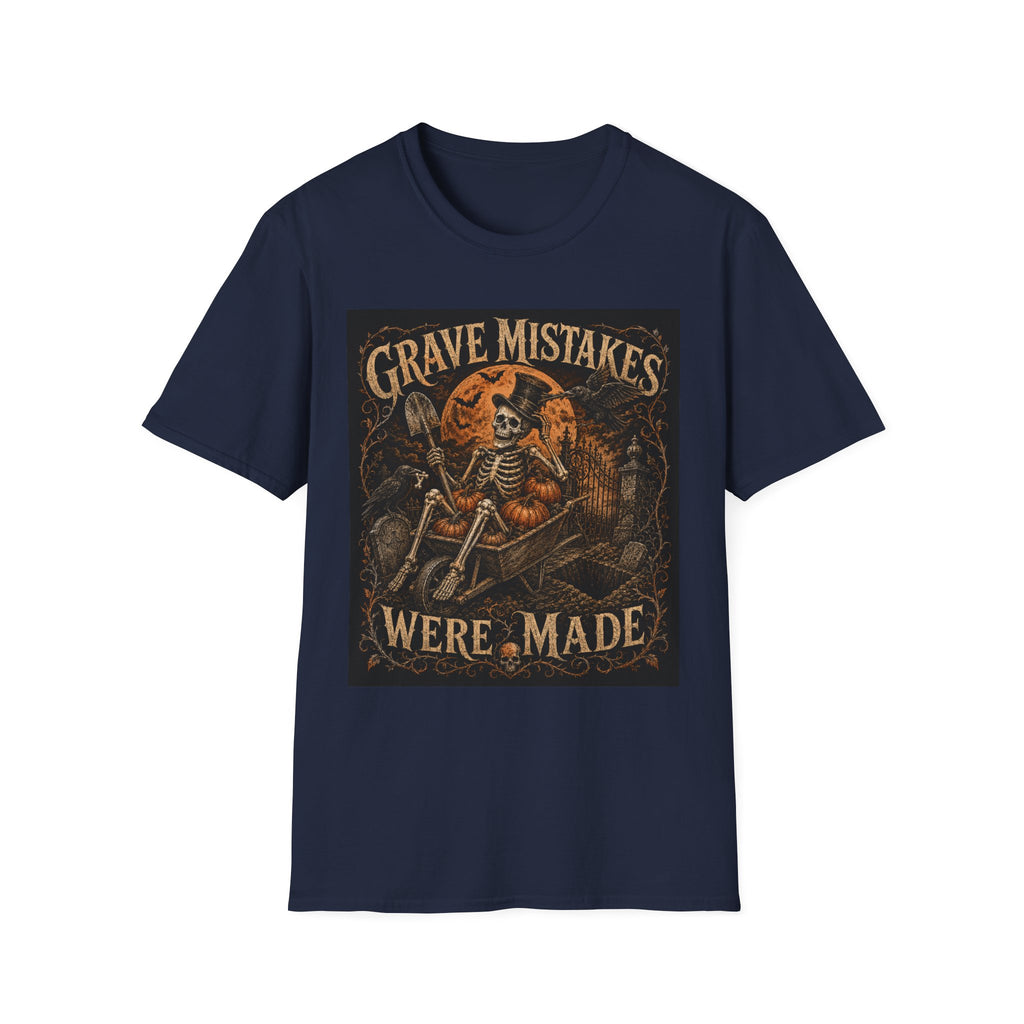 Grave Mistakes Skeleton Tee — Vintage Halloween Skull T‑Shirt